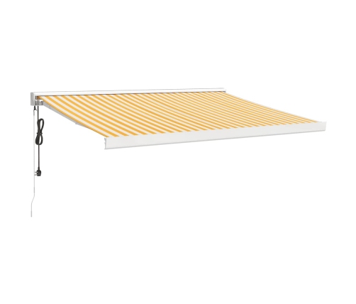 Toldo retráctil aluminio y tela blanco y amarillo 3x2,5 m