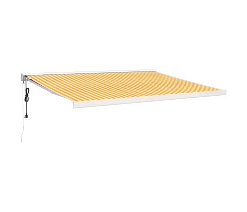 Toldo retráctil aluminio y tela amarillo y blanco 4x3 m