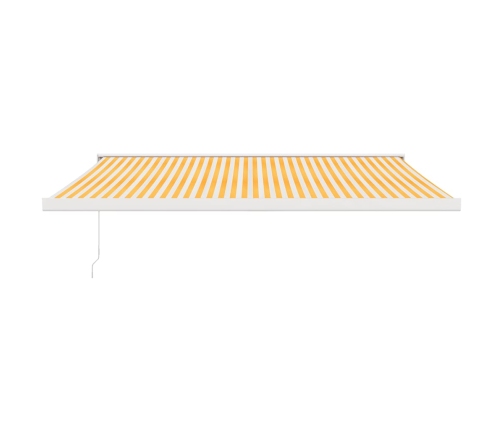 Toldo retráctil aluminio y tela amarillo y blanco 4x3 m