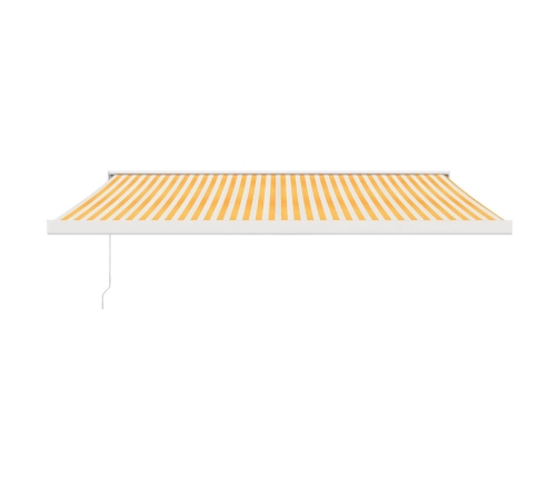 Toldo retráctil aluminio y tela amarillo y blanco 4,5x3 m