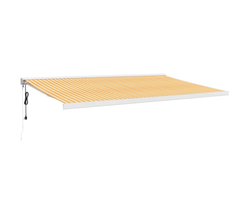 Toldo retráctil aluminio y tela amarillo y blanco 5x3 m