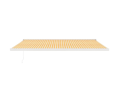 Toldo retráctil aluminio y tela amarillo y blanco 5x3 m