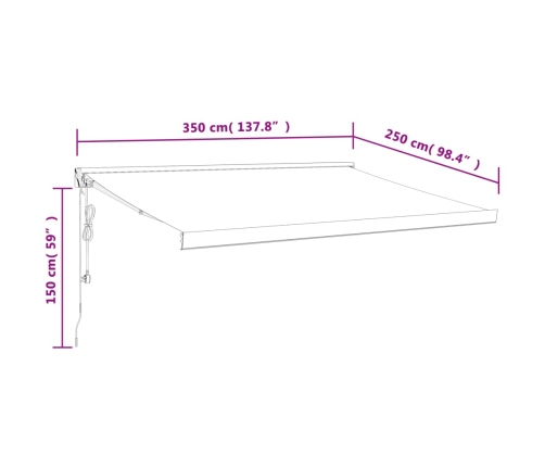 Toldo retráctil aluminio y tela gris antracita 3,5x2,5 m