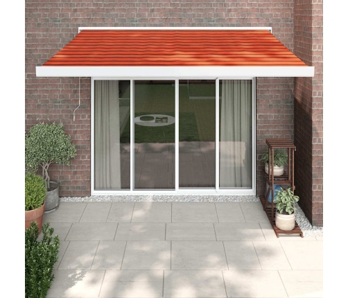 Toldo retráctil aluminio y tela naranja y marrón 3x2,5 m