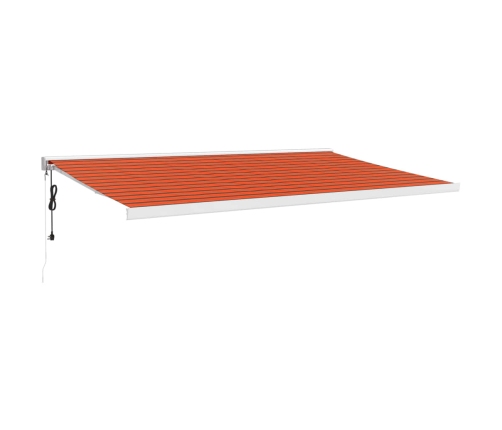 Toldo retráctil aluminio y tela naranja y marrón 5x3 m