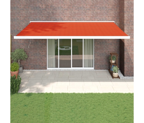 Toldo retráctil aluminio y tela naranja y marrón 5x3 m