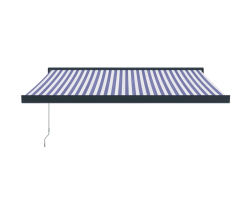 Toldo retráctil aluminio y tela azul y blanco 3x2,5 m