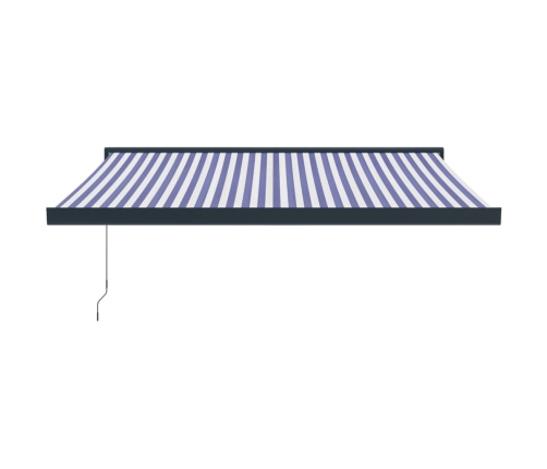 Toldo retráctil aluminio y tela azul y blanco 3,5x2,5 m