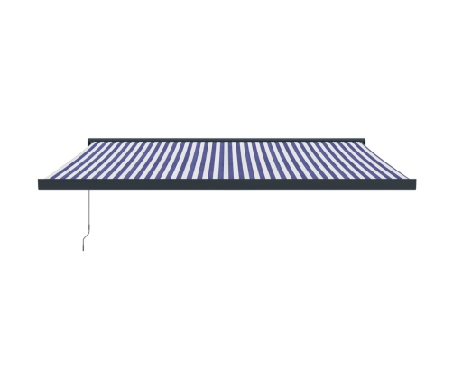 Toldo retráctil aluminio y tela azul y blanco 4,5x3 m