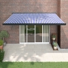 Toldo retráctil aluminio y tela azul y blanco 4,5x3 m