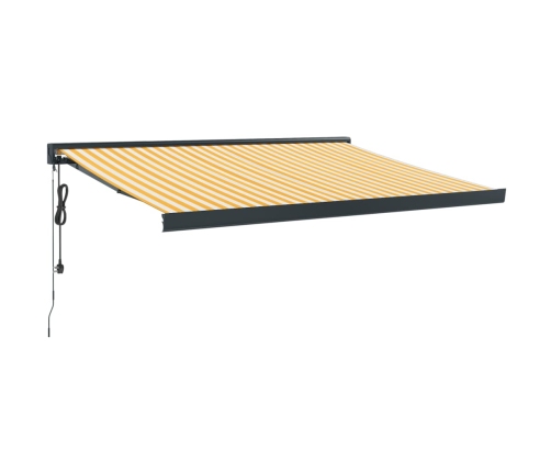 Toldo retráctil aluminio y tela blanco y amarillo 3x2,5 m