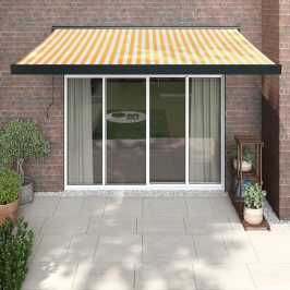 Toldo retráctil aluminio y tela blanco y amarillo 3x2,5 m