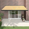 Toldo retráctil aluminio y tela amarillo y blanco 4x3 m