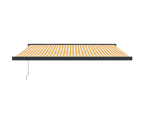 Toldo retráctil aluminio y tela amarillo y blanco 4,5x3 m