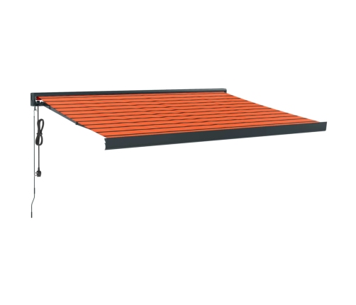 Toldo retráctil aluminio y tela naranja y marrón 3x2,5 m