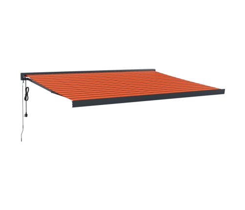 Toldo retráctil aluminio y tela naranja y marrón 4x3 m