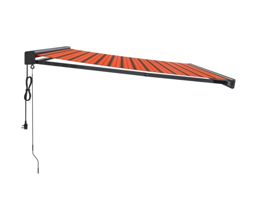 Toldo retráctil aluminio y tela naranja y marrón 4x3 m