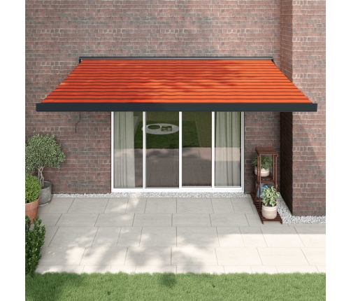 Toldo retráctil aluminio y tela naranja y marrón 4x3 m