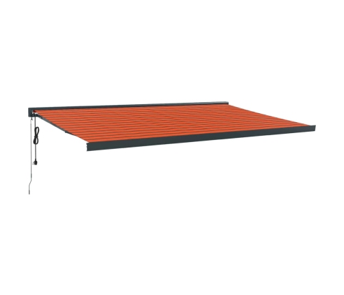 Toldo retráctil aluminio y tela naranja y marrón 5x3 m