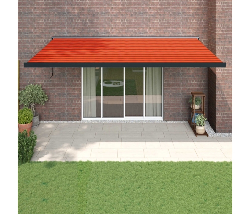 Toldo retráctil aluminio y tela naranja y marrón 5x3 m