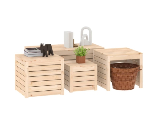 Juego de cajas de jardín 4 piezas madera maciza de pino