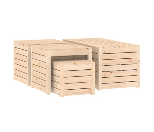 Juego de cajas de jardín 4 piezas madera maciza de pino