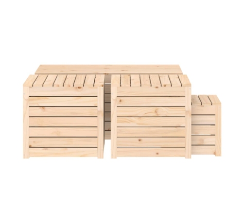 Juego de cajas de jardín 4 piezas madera maciza de pino