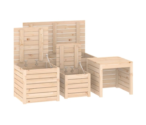 Juego de cajas de jardín 4 piezas madera maciza de pino