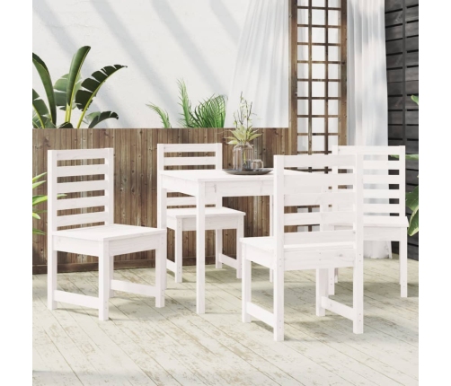 Juego de comedor de jardín 5 piezas madera maciza pino blanco