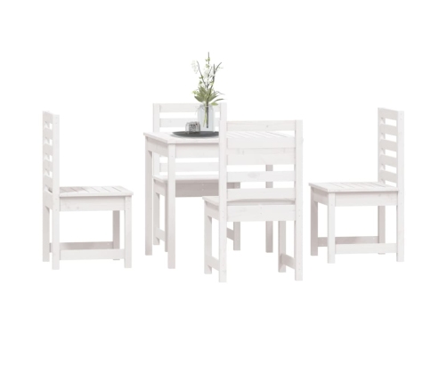Juego de comedor de jardín 5 piezas madera maciza pino blanco