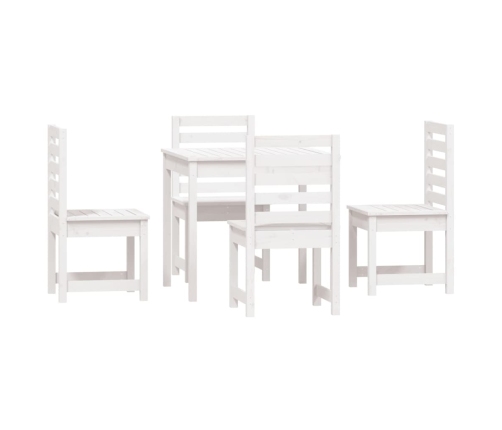 Juego de comedor de jardín 5 piezas madera maciza pino blanco