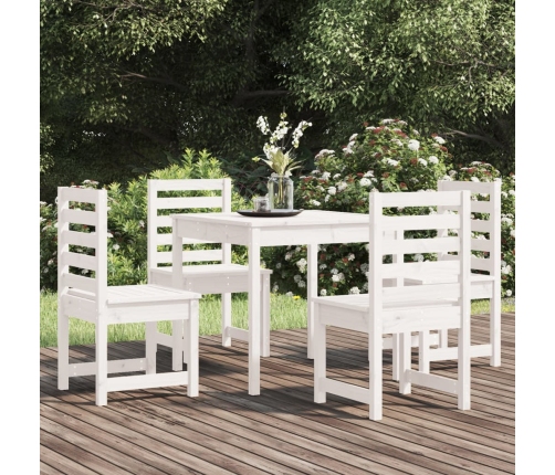 Juego de comedor de jardín 5 piezas madera maciza pino blanco