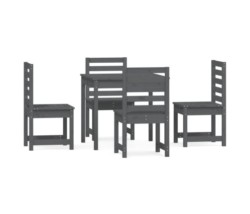 Juego de comedor de jardín 5 piezas madera maciza pino gris