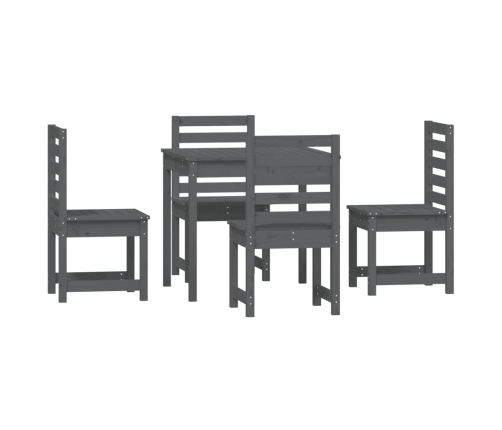 Juego de comedor de jardín 5 piezas madera maciza pino gris