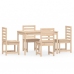 Juego de comedor de jardín 5 piezas madera maciza de pino