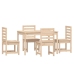 Juego de comedor de jardín 5 piezas madera maciza de pino