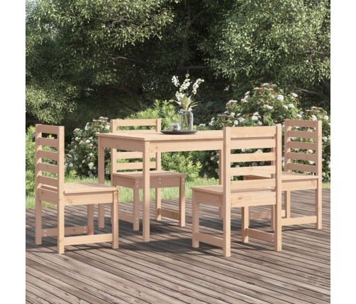Juego de comedor de jardín 5 piezas madera maciza de pino