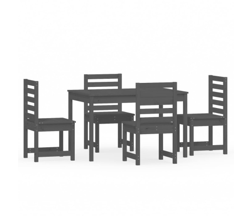 Juego de comedor de jardín 5 piezas madera maciza pino gris