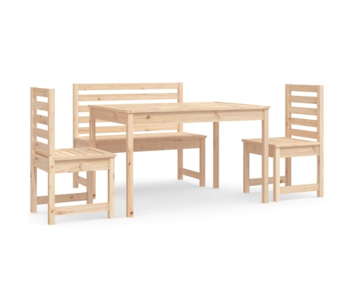 Juego de comedor de jardín 4 piezas madera maciza de pino