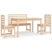 Juego de comedor de jardín 4 piezas madera maciza de pino