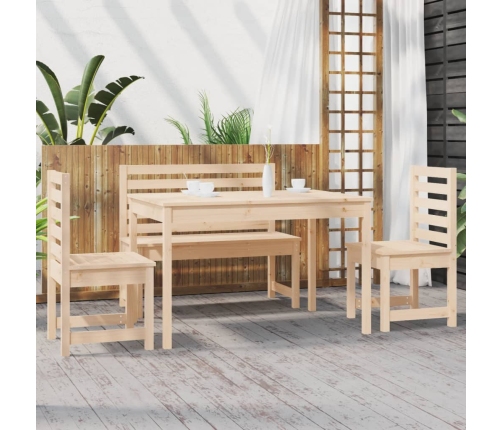 Juego de comedor de jardín 4 piezas madera maciza de pino