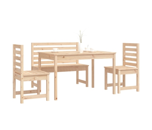 Juego de comedor de jardín 4 piezas madera maciza de pino