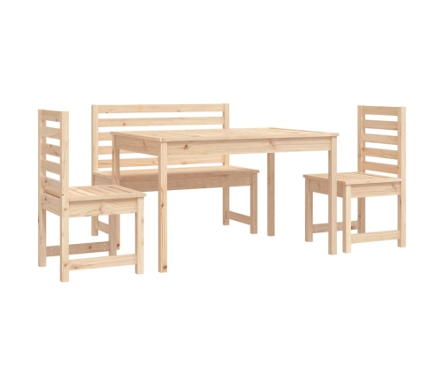 Juego de comedor de jardín 4 piezas madera maciza de pino