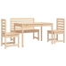 Juego de comedor de jardín 4 piezas madera maciza de pino