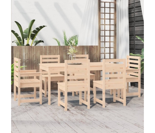 Juego de comedor de jardín 7 piezas madera maciza de pino