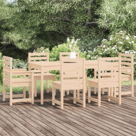 Juego de comedor de jardín 7 piezas madera maciza de pino