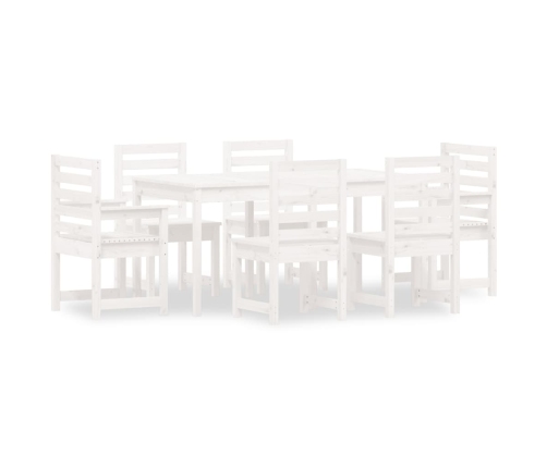 Juego de comedor de jardín 7 piezas madera maciza pino blanco