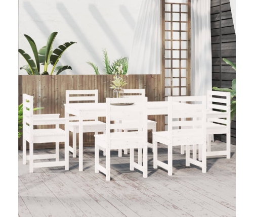 Juego de comedor de jardín 7 piezas madera maciza pino blanco