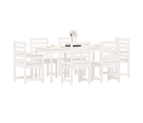 Juego de comedor de jardín 7 piezas madera maciza pino blanco