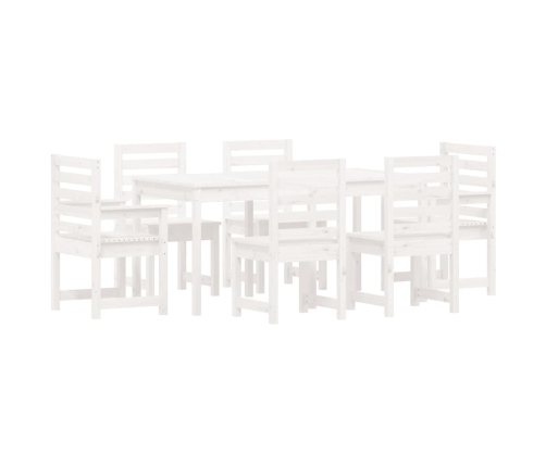 Juego de comedor de jardín 7 piezas madera maciza pino blanco